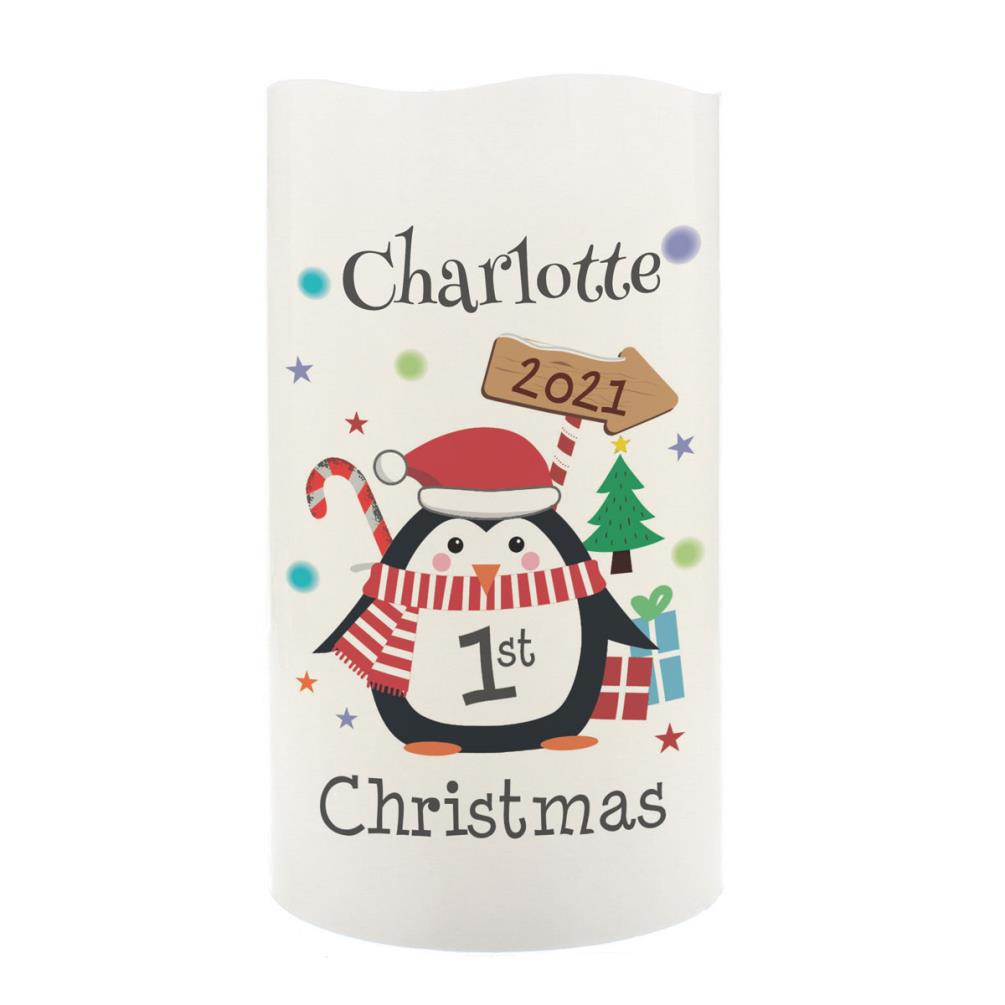 Personalised 1st Christmas Penguin LED Candle £13.49